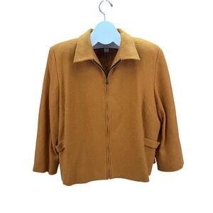 Pendleton Plus Women's Textured Orange Wool Blend Blazer Jacket Size 18